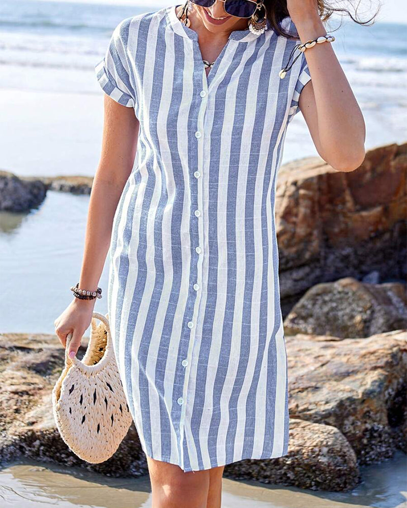 Maria | Vestido-camisa ligero de verano a rayas