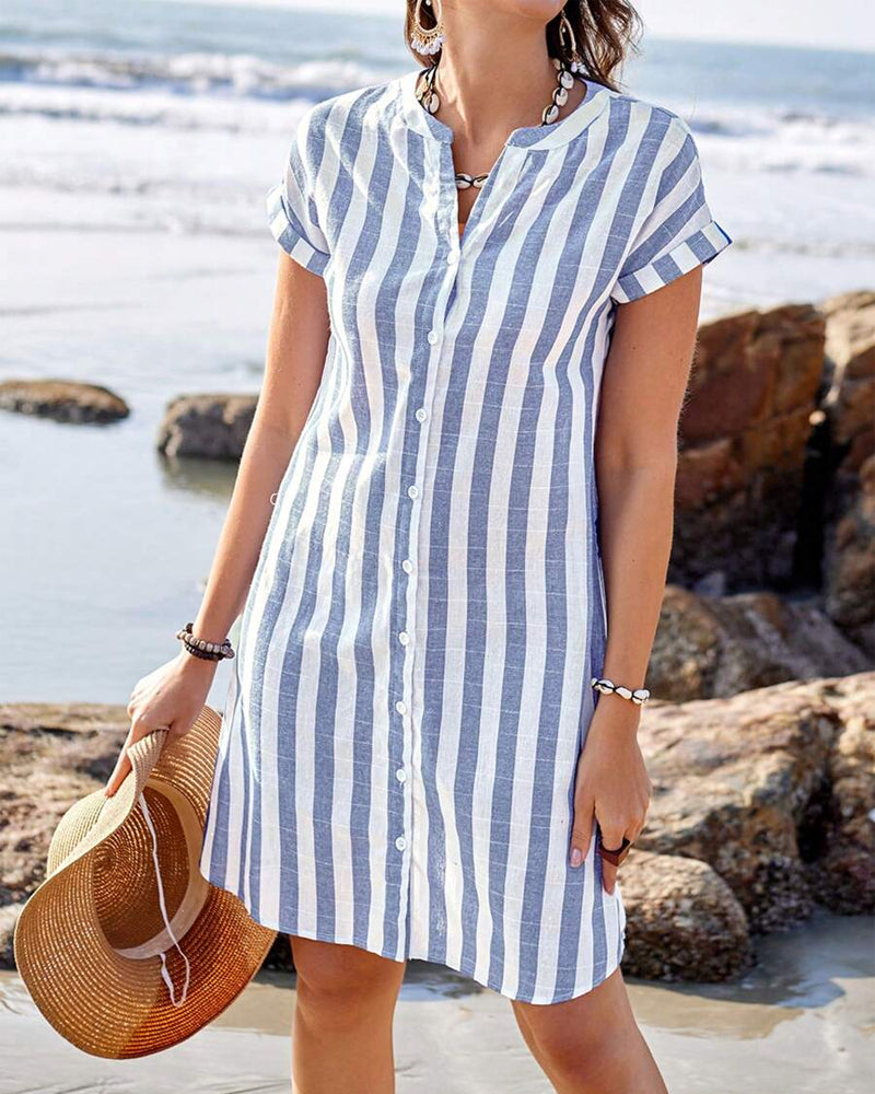 Maria | Vestido-camisa ligero de verano a rayas