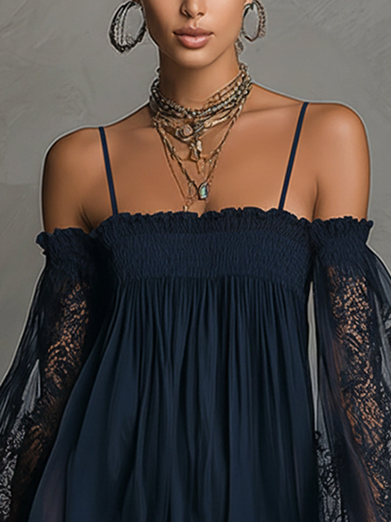 Noemi | Vestido corto de gasa azul