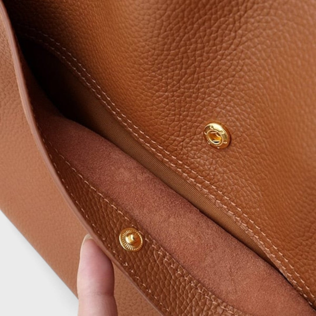 Stefania | Bolso bandolera de piel auténtica en color liso