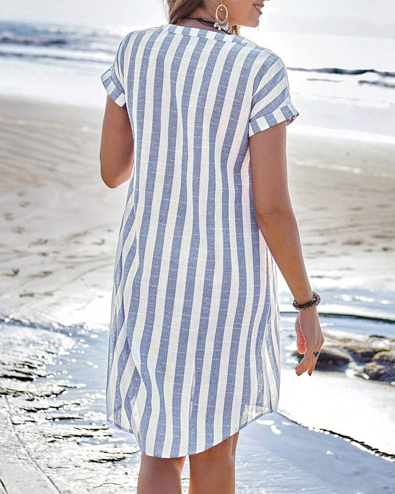Maria | Vestido-camisa ligero de verano a rayas