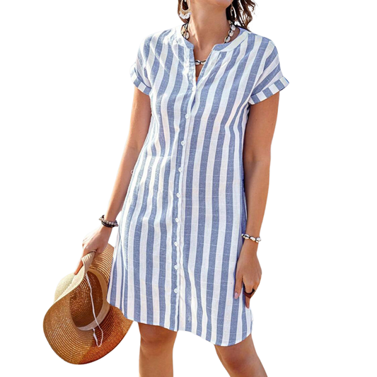 Maria | Vestido-camisa ligero de verano a rayas